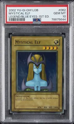2002 YU-GI-OH! LOB-LEGEND OF BLUE EYES WHITE DRAGON 1ST ED MYSTICAL ELF PSA 10 - Image 1