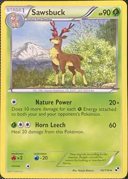 Sawsbuck 14/114 Black & White Regular - Pokemon Card - Image 1