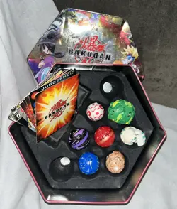 Bakugan lot 7Battle Brawlers Figures 16Cards 8Are METAL & Tin Box - Image 1