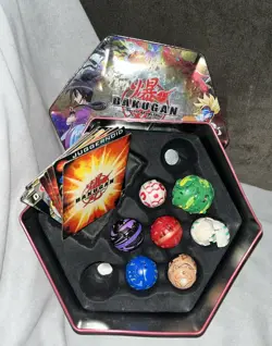 Bakugan lot 7Battle Brawlers Figures 16Cards 8Are METAL & Tin Box - Image 2