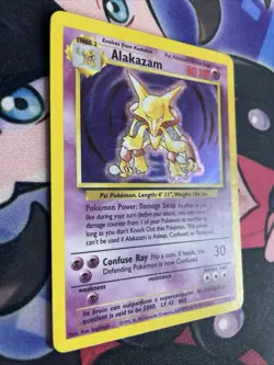 Pokemon TCG Alakazam Base Set Holo Card 1/102 Unlimited Holo Rare MP - Image 2