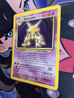 Pokemon TCG Alakazam Base Set Holo Card 1/102 Unlimited Holo Rare MP - Image 3