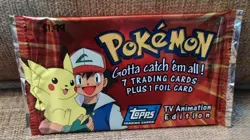 Pokemon Topps TV Animation Edition Sealed Pack Of 7 Trading Cards & 1 Foil 1999 - Image 1