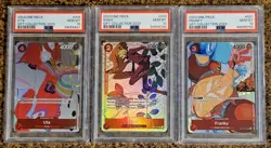 x3 PSA 10 GEM MINT ENGLISH One Piece Gift Collection Cards, UTA, SANJI, FRANKY - Image 1