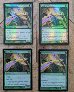 4 x Foil Birds of Paradise Magic Core Set M11 MTG 165/249 Playset ALL foil BoP - Image 1