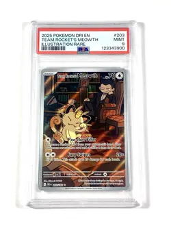 Team Rocket’s Meowth #203 Pokemon Destined Rivals Illustration Rare - PSA 9 - Image 1