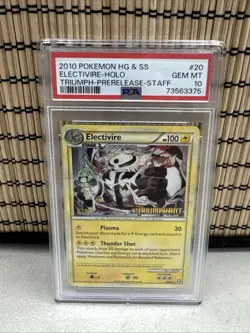2010 Pokemon Electivire #20 Prerelease Triumphant Holo Staff PSA 10 Gem Mint - Image 3