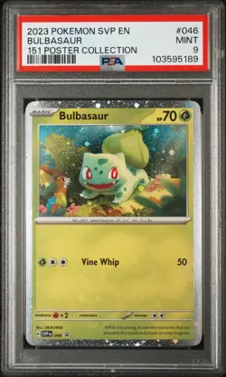 2023 POKEMON SVP EN-SV BLACK STAR PROMO 151 POSTER COLL #046 BULBASAUR PSA 9 - Image 1