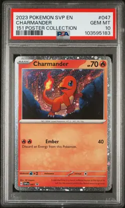 2023 POKEMON SVP EN-SV BLACK STAR PROMO 151 POSTER COLL #047 CHARMANDER PSA 10 - Image 1