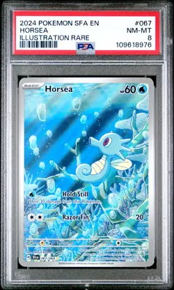 2024 POKEMON SFA EN-SHROUDED FABLE ILLUSTRATION RARE #067 HORSEA PSA 8 - Image 1