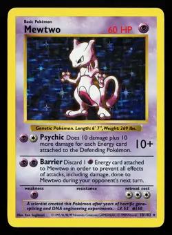 Mewtwo 10/102 Holo Rare Base Set (Shadowless) Pokemon Card - Image 1