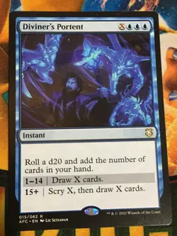 C5317 MAGIC MTG COMMANDER FORGOTTEN REALMS DIVINER'S PORTENT #015 MP RARE - Image 1