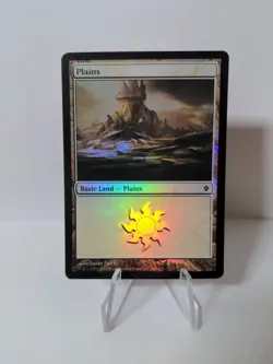MTG FOIL Plains 166 - New Phyrexia LP/MP - Image 1