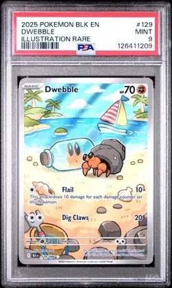 2025 POKEMON BLK EN-BLACK BOLT #129 DWEBBLE ILLUSTRATION RARE PSA 9 MINT - Image 1