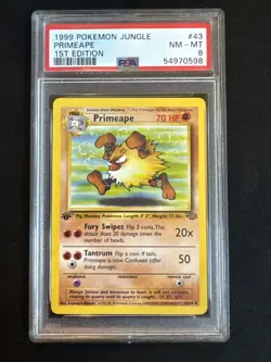 Primeape 43/64 Jungle Regular 1st Edition Pokemon PSA 8 - Image 1