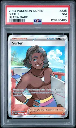 PSA Near Mint 7 - 2024 POKEMON SURGING SPARKS ULTRA RARE 235 SURFER | POP 7 - Image 1