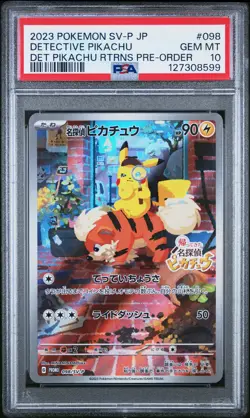 2023 POKEMON JPN SV-P PROMO #098 DETECTIVE PIKACHU PSA 10 - Image 1