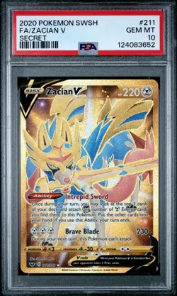 PSA 10 ZACIAN V 211/202 FULL ART SECRET SWORD & SHIELD BASE POKEMON 😍 - Image 1