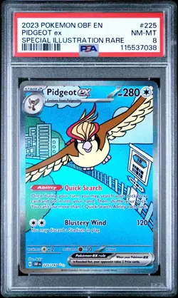 2023 POKEMON OBF EN-OBSIDIAN FLAMES SPECIAL ILLUSTRATION RARE PIDGEOT EX PSA 8 - Image 1