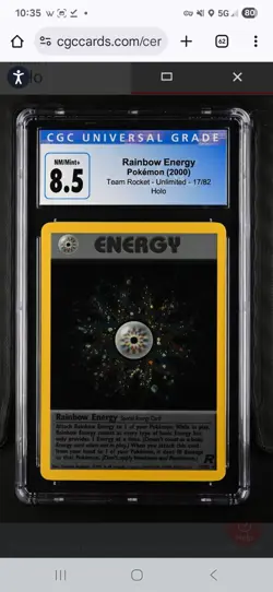 CGC 8.5 Rainbow Energy 2000 Team Rocket 17/82 Holo Pokemon Card - Image 1