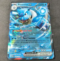 Pokemon 151 Blastoise EX Ultra Rare Card 009/165 NM - Image 1