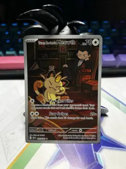 Team Rockets Meowth 203/182 SV10 Destined Rivals Illustrated Card Mint Condition - Image 1