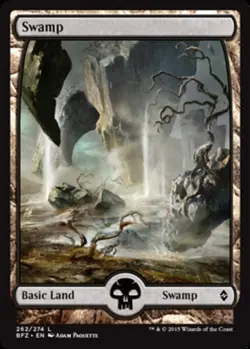 1x Swamp (262) (Full Art) - Foil Light Play, Japanese Battle for Zendikar MTG Ma - Image 1