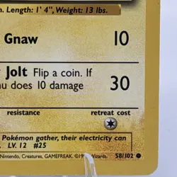 Pikachu 58/102 Base Set Unlimited Non Holo WoTC Starter Pokemon TCG 1999 NM - Image 5