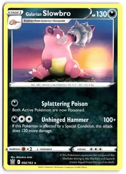 Pokemon Galarian Slowbro Rare SWSH05: Battle Styles 092/163 NM - Image 1