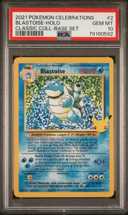 Pokemon PSA 10 GEM MINT Celebrations Blastoise 2/102 Classic Collection Holo - Image 1