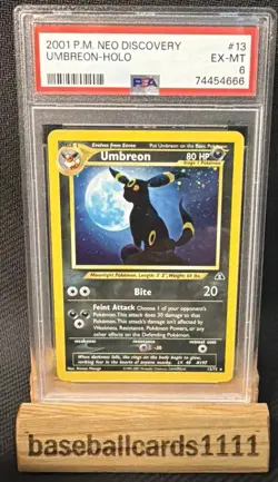 2001 Pokemon Neo Discovery Unlimited Umbreon 13/75 Holo Rare PSA 6 P1 - Image 1