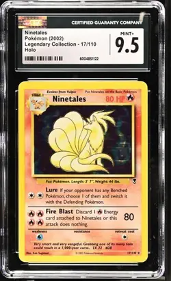 2002 POKEMON LEGENDARY COLLECTION NINETALES #17 HOLO-RARE CGC 9.5 MINT+ - Image 1