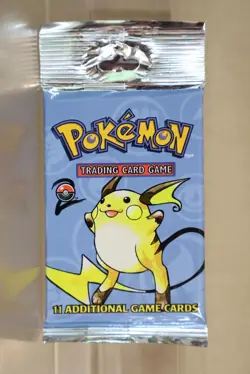 POKEMON BASE SET 2 BOOSTER PACK RAICHU FACTORY SEALED LONG CRIMP WOTC 2000 og - Image 2