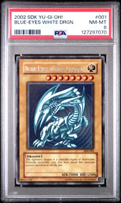 2002 YU-GI-OH! STARTER DECK: KAIBA #001 BLUE-EYES WHITE DRAGON PSA 8 - Image 1