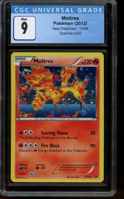 CGC 9 MINT Pokemon Moltres 2012 Next Destinies Cosmos Holo Card 14/99 - Image 1