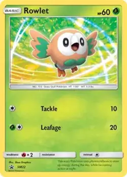 Rowlet - SM22 - Pokemon Sun & Moon Promo Holo Rare Card LP - Image 1
