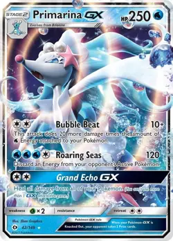 Primarina GX - 42/149 - Pokemon Sun & Moon Base Set Ultra Rare Card LP - Image 1