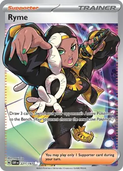 Ryme - 221/197 - Pokemon Obsidian Flames Full Art Ultra Rare Card LP - Image 1
