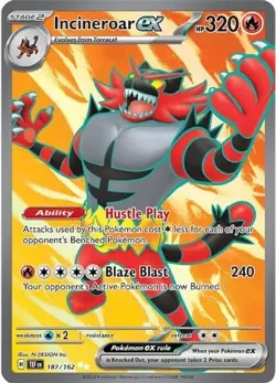 Incineroar ex - 187/162 - Pokemon Temporal Forces Full Art Card NM - Image 1