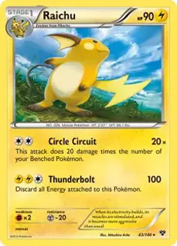 Raichu - 43/146 - Pokemon XY Base Set Holo Rare Card LP - Image 1