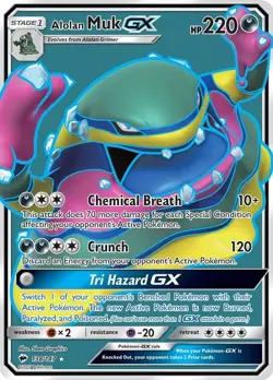 Alolan Muk GX - 138/147 - Pokemon Burning Shadows Sun Moon Full Art Rare Card LP - Image 1