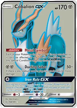 Cobalion GX - 168/181 - Pokemon Team Up Sun & Moon Full Art Ultra Rare Card NM - Image 1