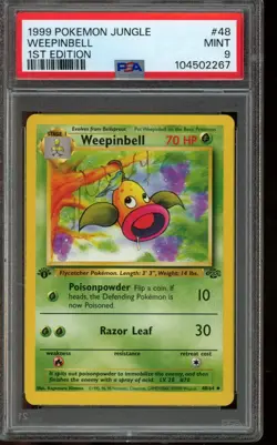 PSA 9 MINT Pokemon Weepinbell Jungle 1st Edition 48/64 - Image 1