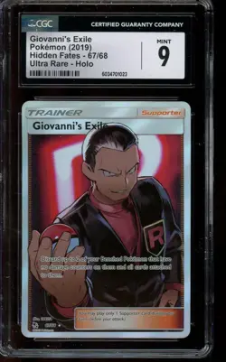 CGC 9 MINT Pokemon Giovanni’s Exile Hidden Fates Ultra Rare Holo 67/68 - Image 1