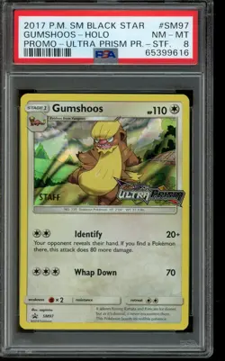 PSA 8 NM-MT Pokemon Gumshoos Ultra Prism Staff Promo Holo SM97 - Image 1