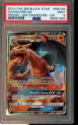 PSA 9 MINT Pokemon Charizard GX Sun & Moon Promos Full Art #SM195 2019 - Image 1
