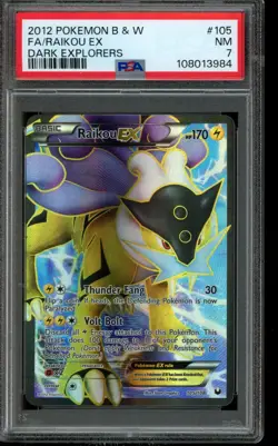 PSA 7 NM Pokemon Raikou EX Dark Explorers Full Art 105/108 - Image 1