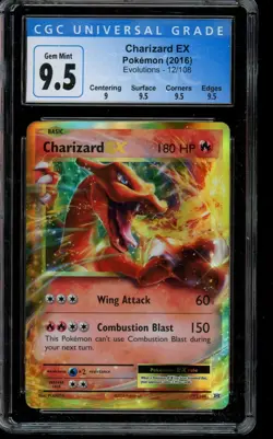 CGC 9.5 Gem Mint Pokemon Charizard EX Evolutions 12/108 2016 - Image 1