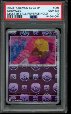 PSA 10 GEM MINT Pokemon Drowzee 151 SV2A Reverse Master Ball Japanese #096 2023 - Image 1
