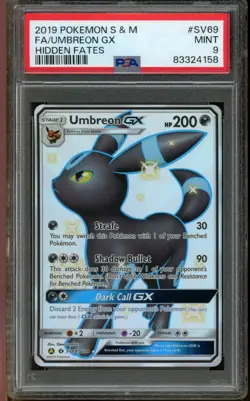PSA 9 MINT Pokemon Umbreon GX Hidden Fates Full Art GX SV69/SV94 - Image 1